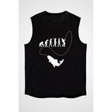 Darkhane Balıkçı Balıkçılık Siyah Unisex Kolsuz Tişört Kesik Kol T-Shirt - 001-Siyah