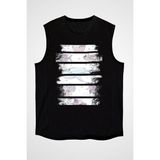 Darkhane Balina Pullu Balık Pulu Siyah Unisex Kolsuz Tişört Kesik Kol T-Shirt - 001-Siyah - XL
