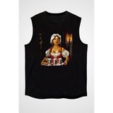 Darkhane Barmaid Siyah Unisex Kolsuz Tişört Kesik Kol T-Shirt - 001-Siyah