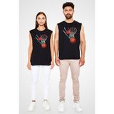 Darkhane Basketbol Potası Siyah Unisex Kolsuz Tişört Kesik Kol T-Shirt - 001-Siyah