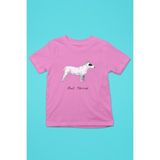 Darkhane Beyaz Bull Teriyer - Köpek Baskılı Unisex Pembe Çocuk Tişört - T-Shirt CT002 - Şeker Pembe - 1 - 2 Yaş