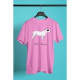Darkhane Beyaz Bull Teriyer - Köpek Baskılı Unisex Pembe Tişört - T-Shirt UT002 - Şeker Pembe - XL
