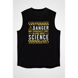 Darkhane Bilim Tehlikeli Siyah Unisex Kolsuz Tişört Kesik Kol T-Shirt - 001-Siyah