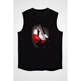Darkhane Boks Eldivenleri Siyah Unisex Kolsuz Kesik Kol T-Shirt - 001-Siyah