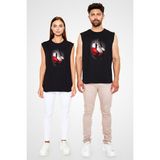 Darkhane Boks Eldivenleri Siyah Unisex Kolsuz Tişört Kesik Kol T-Shirt - 001-Siyah - 2XL