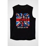 Darkhane Büyük Britanya Ingiltere Siyah Unisex Kolsuz Tişört Kesik Kol T-Shirt - 001-Siyah - 2XL
