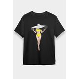 Darkhane Büyük Hasır Şapka Trend Siyah Unisex Tişört T-Shirt - 001-Siyah - M