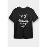 Darkhane Buz Pateni Benim Yaşantım Siyah Unisex Tişört T-Shirt - 001-Siyah - XS