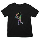 Darkhane Buz Pateni Renkli Çift Siyah Unisex Çocuk Tişört T-Shirt - 001-Siyah - 3 - 4 Yaş