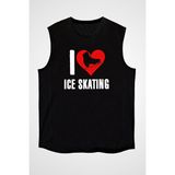 Darkhane Buz Pateni Siyah Unisex Kolsuz Kesik Kol T-Shirt - 001-Siyah