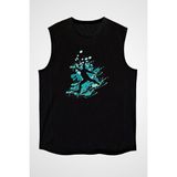 Darkhane Buz Pateni Siyah Unisex Kolsuz Tişört Kesik Kol T-Shirt - 001-Siyah - 2XL