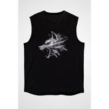 Darkhane Canavar Kurt Siyah Unisex Kolsuz Tişört Kesik Kol T-Shirt - 001-Siyah