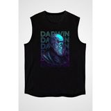 Darkhane Charles Darwin Portre Siyah Unisex Kolsuz Tişört Kesik Kol T-Shirt - 001-Siyah - 2XL