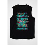Darkhane Çok Renkli Kelebek Siyah Unisex Kolsuz Tişört Kesik Kol T-Shirt - 001-Siyah - M