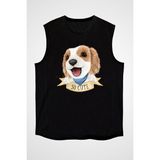 Darkhane Çok Tatlı Poodle Kaniş Siyah Unisex Kolsuz Tişört Kesik Kol T-Shirt - 001-Siyah