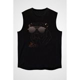 Darkhane Cool Buldog Siyah Unisex Kolsuz Tişört Kesik Kol T-Shirt - 001-Siyah - XL