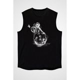 Darkhane Dansçı Astronot Siyah Unisex Kolsuz Tişört Kesik Kol T-Shirt - 001-Siyah - XL