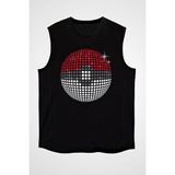 Darkhane Disko Topu Siyah Unisex Kolsuz Tişört Kesik Kol T-Shirt - 001-Siyah - XL