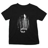 Darkhane Doğa ve Kurt Siyah Unisex Çocuk Tişört T-Shirt - 001-Siyah - 7 - 8 Yaş