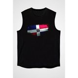 Darkhane Dominik Cumhuriyeti - Dominican Republic Siyah Unisex Kolsuz Tişört Kesik Kol T-Shirt - 001-Siyah