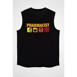 Darkhane Eczacı Siyah Unisex Kolsuz Tişört Kesik Kol T-Shirt - 001-Siyah - XS