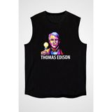 Darkhane Edison Ampul Siyah Unisex Kolsuz Tişört Kesik Kol T-Shirt - 001-Siyah - XL