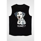 Darkhane Eğlenceli Dalmaçyalı Siyah Unisex Kolsuz Tişört Kesik Kol T-Shirt - 001-Siyah - XL