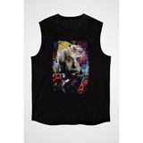 Darkhane Einstein Pop Art Siyah Unisex Kolsuz Tişört Kesik Kol T-Shirt - 001-Siyah - XL