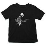 Darkhane Elektro Gitar Çalan Kurukafa Siyah Unisex Çocuk Tişört T-Shirt - 001-Siyah - 11 - 12 Yaş