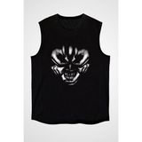 Darkhane Ellerden Yüz Şekli Siyah Unisex Kolsuz Tişört Kesik Kol T-Shirt - 001-Siyah