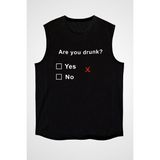 Darkhane Esprili Sarhoş Siyah Unisex Kolsuz Tişört Kesik Kol T-Shirt - 001-Siyah