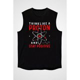 Darkhane Fizik Proton Pozitif Siyah Unisex Kolsuz Tişört Kesik Kol T-Shirt - 001-Siyah - 2XL