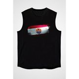 Darkhane Fransız Polinezyası - French Polynesia Siyah Unisex Kolsuz Tişört Kesik Kol T-Shirt - 001-Siyah