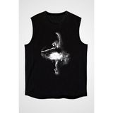 Darkhane Galaksi Balerin Siyah Unisex Kolsuz Tişört Kesik Kol T-Shirt - 001-Siyah