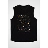 Darkhane Galaksi Siyah Unisex Kolsuz Tişört Kesik Kol T-Shirt - 001-Siyah
