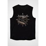 Darkhane Gemi Dümeni Siyah Unisex Kolsuz Tişört Kesik Kol T-Shirt - 001-Siyah - 2XL