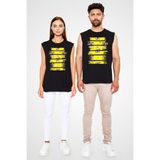 Darkhane Gitar Çalan Ayı Siyah Unisex Kolsuz Tişört Kesik Kol T-Shirt - 001-Siyah - XL