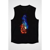 Darkhane Gitar Siyah Unisex Kolsuz Tişört Kesik Kol T-Shirt - 001-Siyah - XL