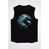 Darkhane Göktürk Bozkurt Siyah Unisex Kolsuz Tişört Kesik Kol T-Shirt - 001-Siyah - XL