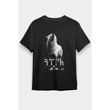 Darkhane Göktürk Uluyan Kurt Siyah Unisex Tişört T-Shirt - 001-Siyah