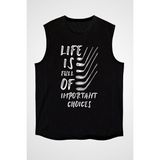 Darkhane Golf Siyah Unisex Kolsuz Tişört Kesik Kol T-Shirt - 001-Siyah - XL