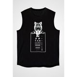 Darkhane Göz Doktoru Kurt Siyah Unisex Kolsuz Tişört Kesik Kol T-Shirt - 001-Siyah