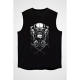 Darkhane Graffiti Goril Siyah Unisex Kolsuz Tişört Kesik Kol T-Shirt - 001-Siyah
