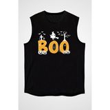 Darkhane Halloween Boo Cadılar Bayramı Siyah Unisex Kolsuz Tişört Kesik Kol T-Shirt - 001-Siyah - 2XL
