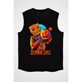 Darkhane Halloween Cadılar Bayramı Siyah Unisex Kolsuz Kesik Kol T-Shirt - 001-Siyah - XL