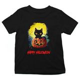 Darkhane Halloween Kedicik Siyah Unisex Çocuk Tişört T-Shirt - 001-Siyah - 1 - 2 Yaş