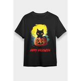 Darkhane Halloween Kedicik Siyah Unisex Tişört T-Shirt - 001-Siyah - 2XL