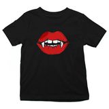 Darkhane Halloween Vampir Dişler Siyah Unisex Çocuk Tişört T-Shirt - 001-Siyah - 3 - 4 Yaş