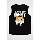 Darkhane Hamster Sevgisi Siyah Unisex Kolsuz Tişört Kesik Kol T-Shirt - 001-Siyah - XL