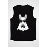 Darkhane Hipster Bull Teriyer Siyah Unisex Kolsuz Tişört Kesik Kol T-Shirt - 001-Siyah - XL